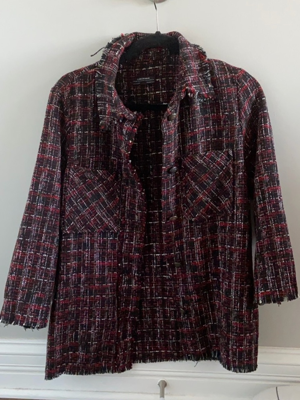 Zara Red and Black Tweed Shirt